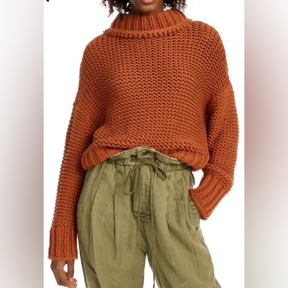 Free People My Only Sunshine Chunky Knit Pullover Sweater Copper Size Medium